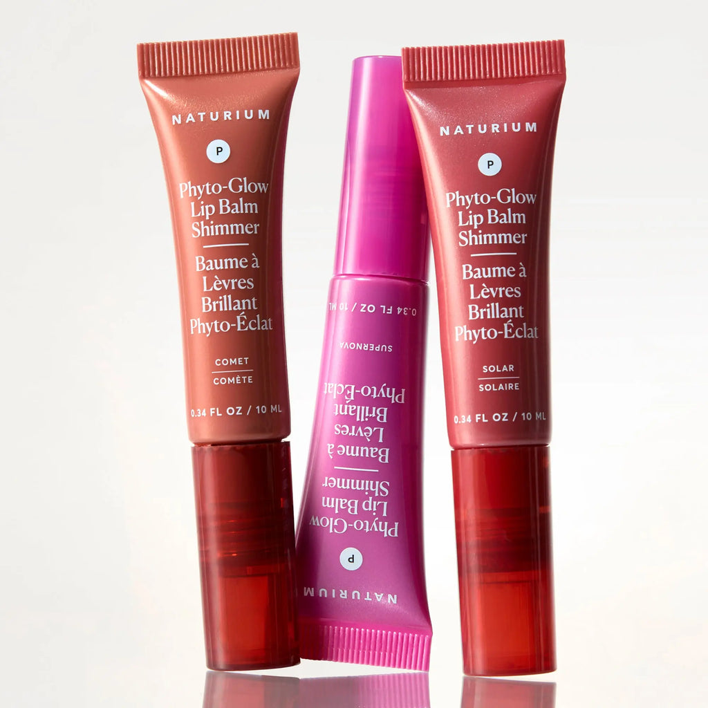 Naturium the Infinite Glow Set, Phyto-Glow Lip Balm Shimmer Comet, Supernova, Solar