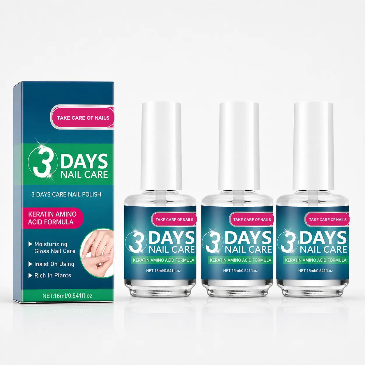MREGB Keratin & Amino Acid Nail Strengthener, Clear Cuticle Oil Treatment for Nail Growth. Deep Moisturizing Hardener with Aloe & Macadamia for Weak, Brittle Nails & Dry Hands. Professional Nail Care (16Ml*3). Summervibes Daily Therapy