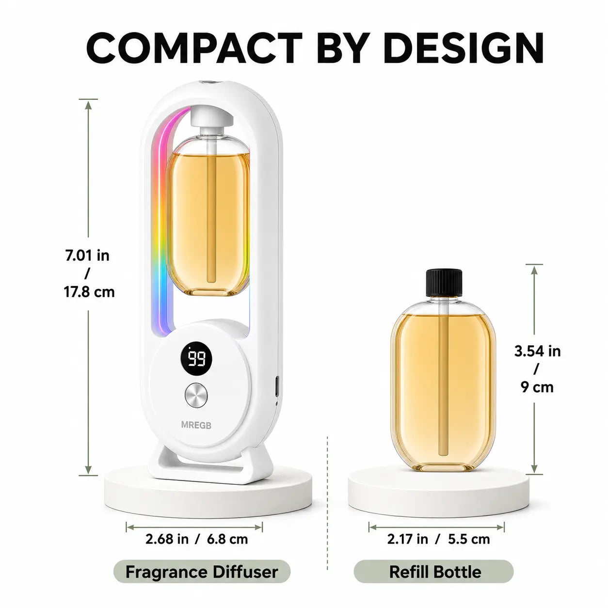 MREGB Smart Essential Oil Diffuser Wall Mounted Automatic Fragrance Machine Home Room Deodorizer Aroma Scent Diffuser with Atmosphere Light USB Powered Hotel Spray Perfume Dispenser Bathroom Odor Eliminator 5-Speed Digital Display Summervibes