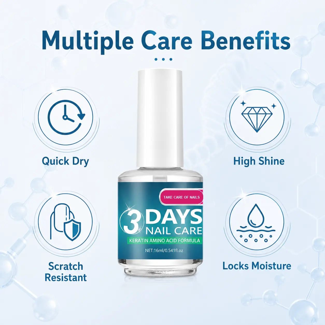 MREGB Keratin & Amino Acid Nail Strengthener, Clear Cuticle Oil Treatment for Nail Growth. Deep Moisturizing Hardener with Aloe & Macadamia for Weak, Brittle Nails & Dry Hands. Professional Nail Care (16Ml*3). Summervibes Daily Therapy