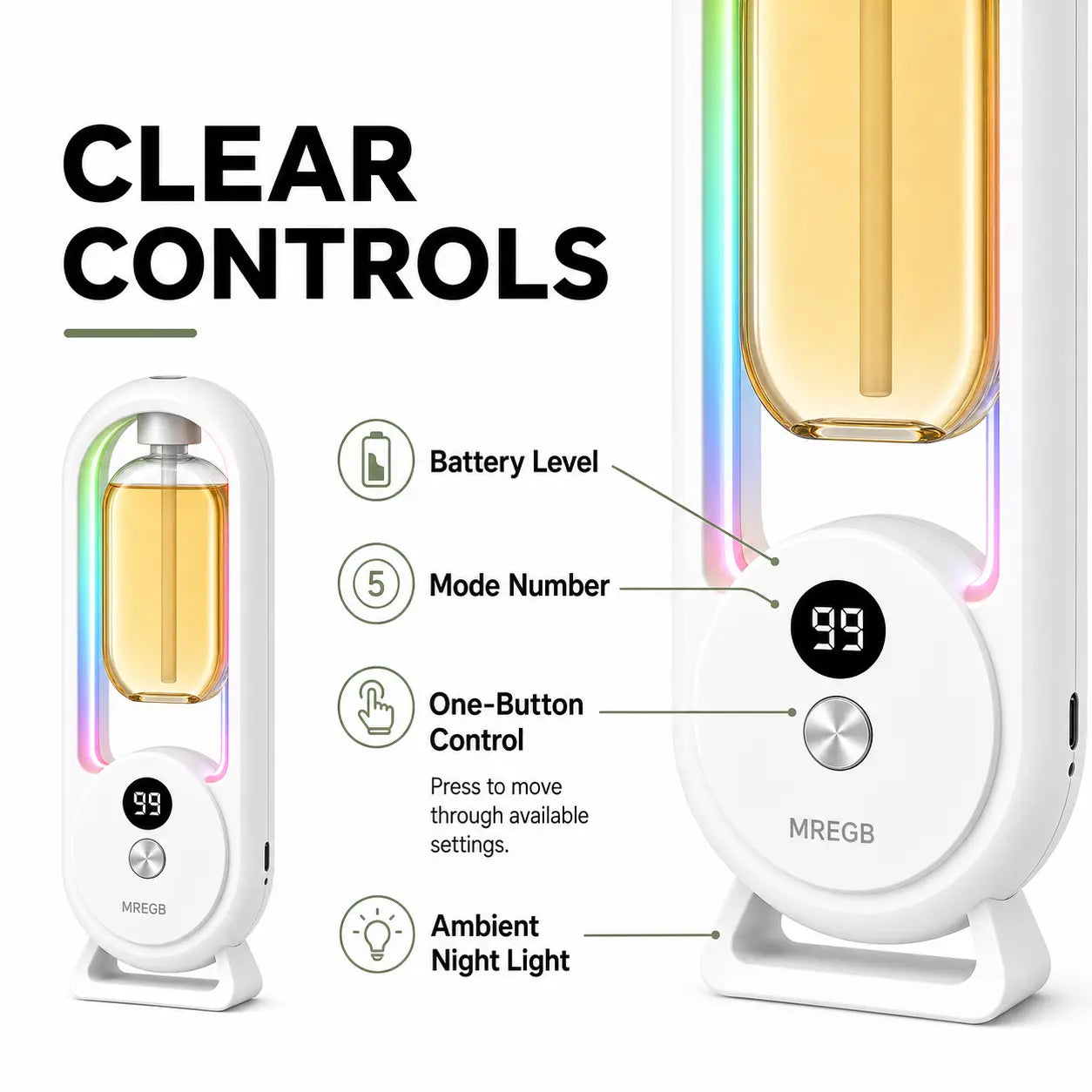 MREGB Smart Essential Oil Diffuser Wall Mounted Automatic Fragrance Machine Home Room Deodorizer Aroma Scent Diffuser with Atmosphere Light USB Powered Hotel Spray Perfume Dispenser Bathroom Odor Eliminator 5-Speed Digital Display Summervibes