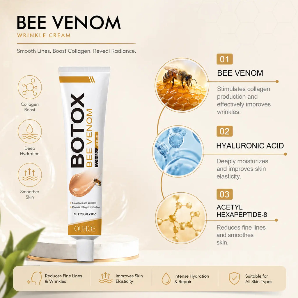 Bee Venom Moisturizing Balm 0.71 Oz Hydrating Skin Firming Texture Refining for All Skin Types Gentle Smooth Facial Hydrate Moisture Moisturizer Firm anti Aging Deep Nourishing Skin Repair Daily