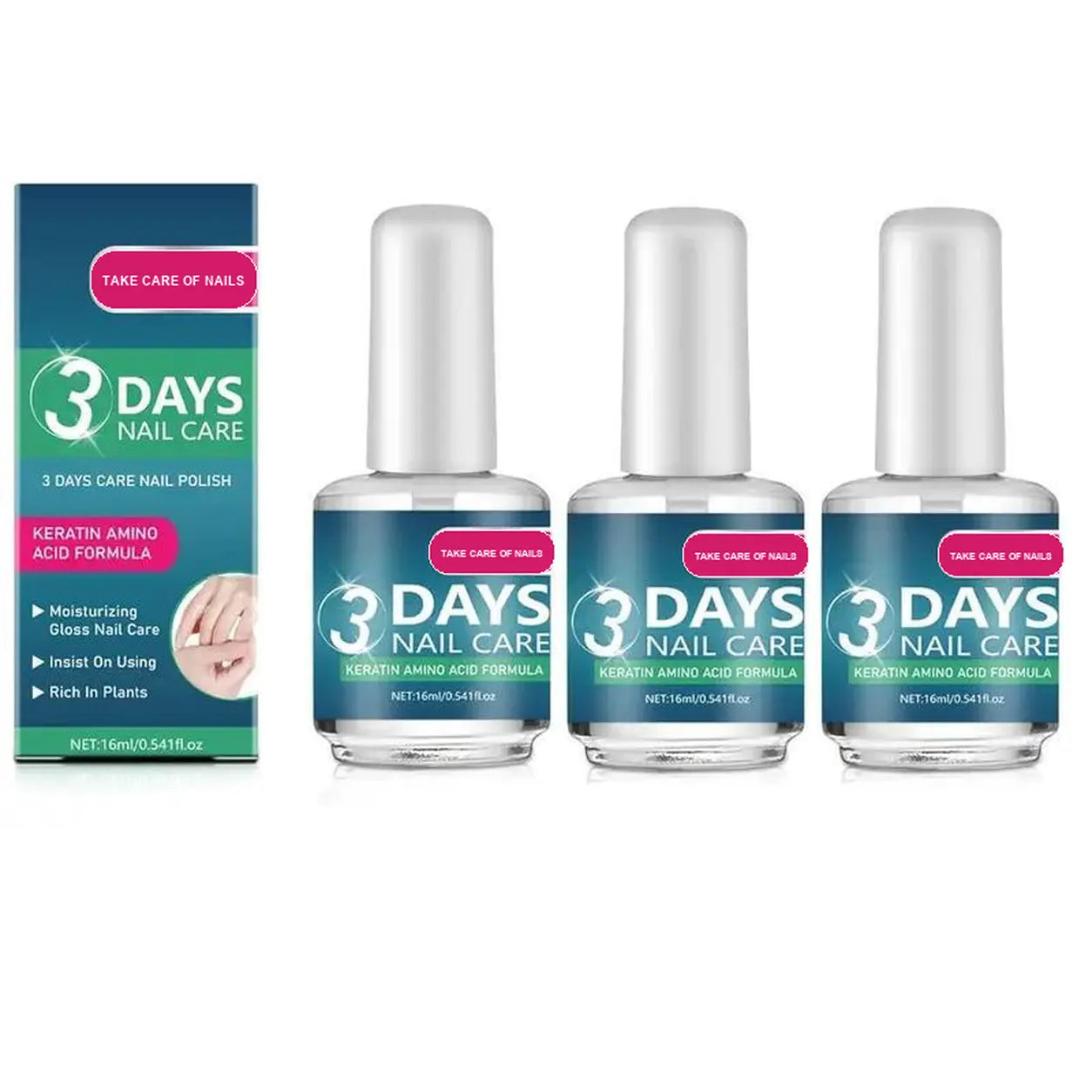 MREGB Keratin & Amino Acid Nail Strengthener, Clear Cuticle Oil Treatment for Nail Growth. Deep Moisturizing Hardener with Aloe & Macadamia for Weak, Brittle Nails & Dry Hands. Professional Nail Care (16Ml*3). Summervibes Daily Therapy