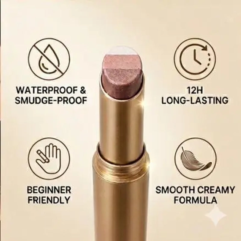 Hotmission--Buy 1 Get 3 Free --3 Color Eyeshadow Stick，New Long Lasting & Waterproof Creamy Eye Shadow，Portable Glitter Shadow for Women，Smudge-Proof Long Lasting，Shimmer Shadow for Day and Night (Fine Shimmer Brownish Orange)