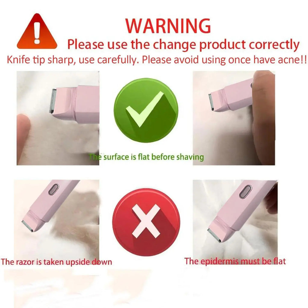 Gamstory Bikini Trimmer for Women, Electric Shaver and Razor Rechargeable 2-In-1 Body and Facial Epilator, Dual Heads for Painless Trimming of Pubic Hair, Face, Underarms and Legs, IPX7 Waterproof. Christmas Gift New Year Gift Shaving Grooming