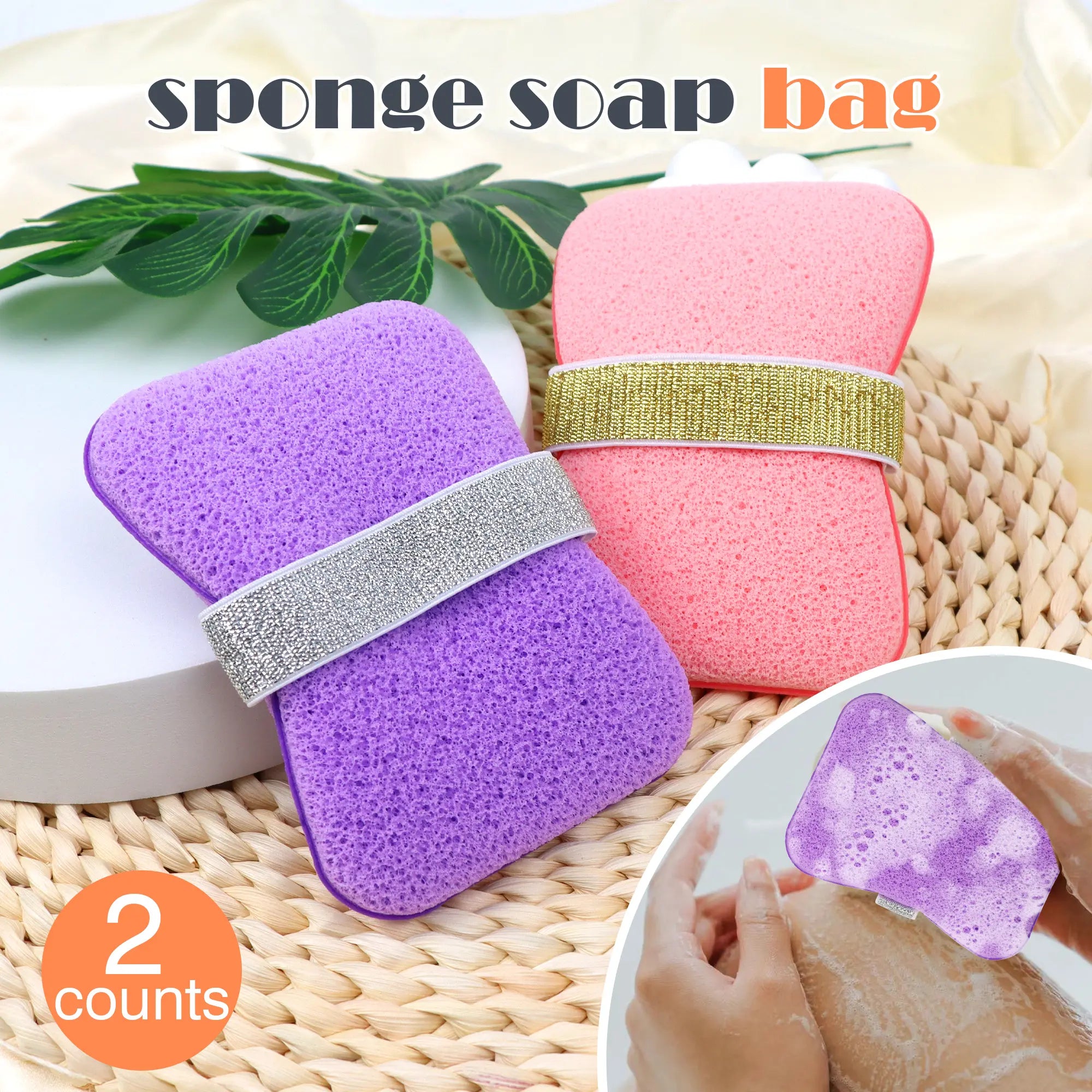 Transform Your Shower Routine with Our Exfoliating Loofah Bath Bag - 2 Pack Sponge Soap Saver for Luxurious Lather and Long-Lasting Soap Storage