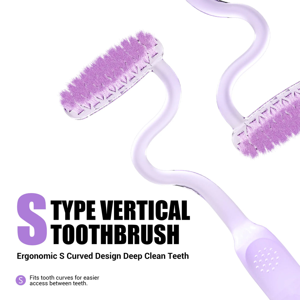 CEELIKE S-Shaped Toothbrush - Ergonomic Curved Handle, Soft Bristles for Deep Oral Cleaning, Comfortable Daily Oral Care, Non-Medical